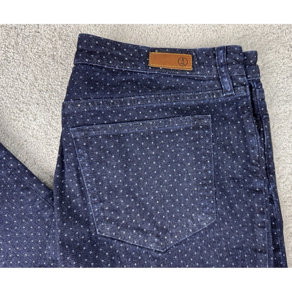 Lands End Polka Dot Dots Jeans Womens Fit 2 ~ Straight Leg Denim Blue Jean 12